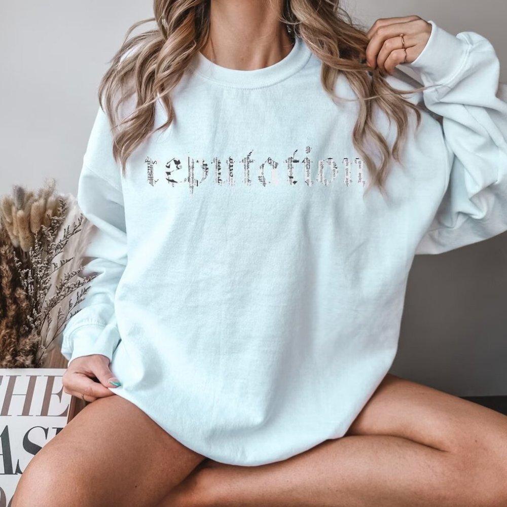 Reputation Album Sweatshirt, Reputation Graphic White Cotton Shirt